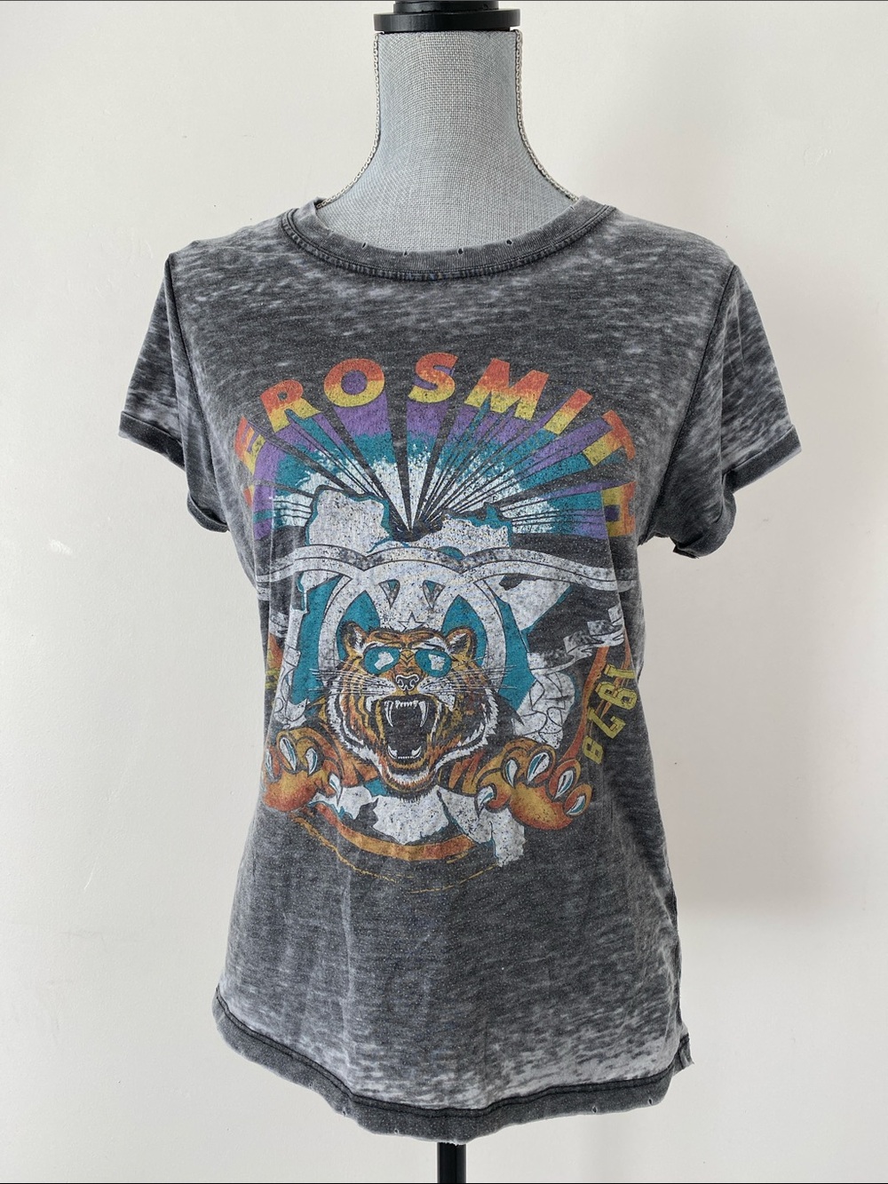 Recycled Karma Aerosmith Graphic Tour 1979 Tee Black Distressed Sz S